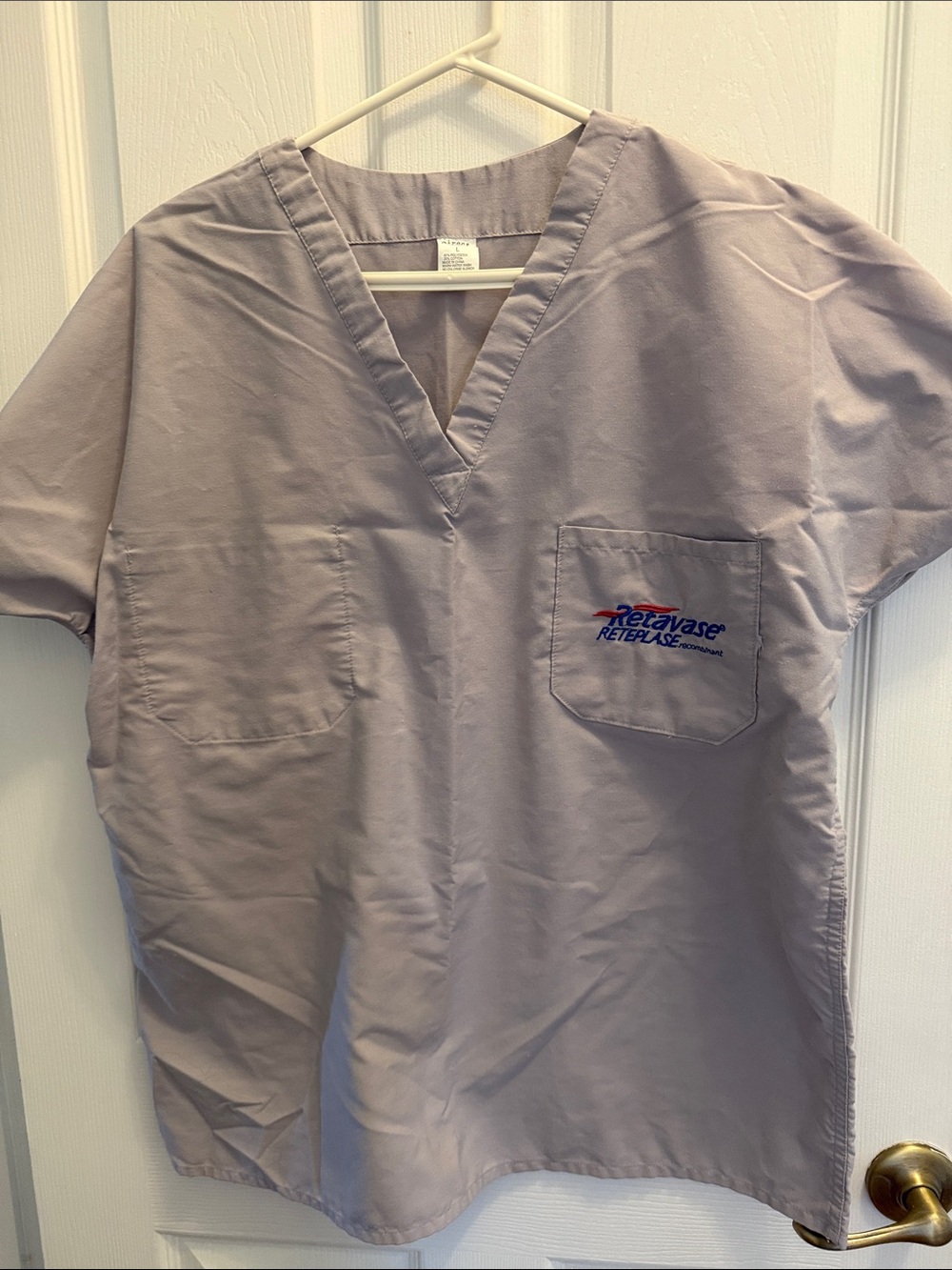 Retavase Branded Medical Scrub Top in Light Gray